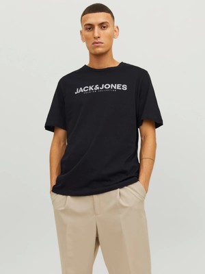 Jack & Jones 12234759 0 Yaka Erkek Tshirt - Siyah