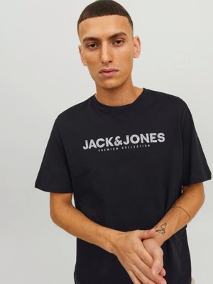 Jack & Jones 12234759 0 Yaka Erkek Tshirt - Siyah