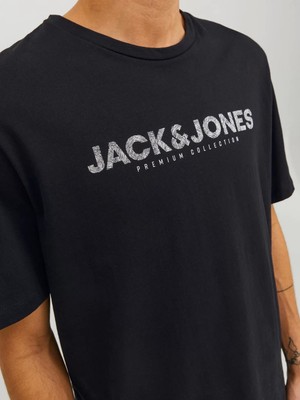 Jack & Jones 12234759 0 Yaka Erkek Tshirt - Siyah