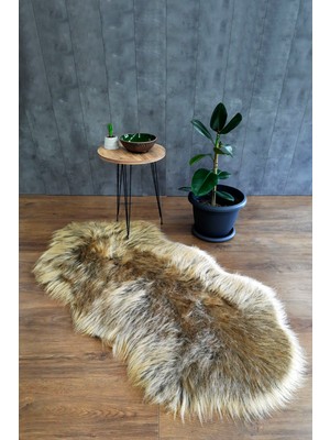 Bonny Home Kürk Halı Long Kahve 75X200 Puf Peluş Post Tüylü Dekoratif Puffy Kaymaz Yumuşak Shaggy Yolluk