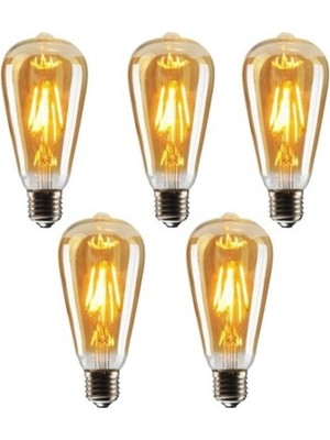 Grafen Rustik Led Ampul 5 Li Eko Paket Amber E27 Duy Armut Tipi St64