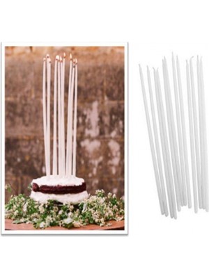 Piyop Beyaz Pasta Mumu 30 cm 8 Li Paket