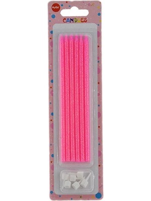 Piyop Doğum Günü Pasta Mumu Simli 6 Lı Pembe