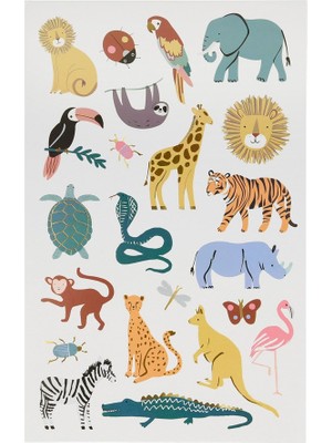 Meri Meri - Wild Animals Tattoo Sheet - Vahşi Hayvanlar Geçici Dövmeleri - 2'li