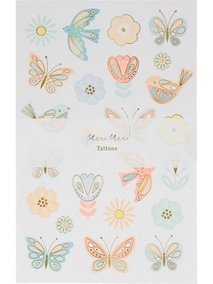 Meri Meri - Birds & Butterflies Tattoo Sheet - Kuşlar & Kelebekler Geçici Dövmeleri - 2'li