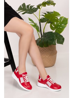 Nur Ortopedi Kırmızı Renk Ortopedik Spor Sandalet