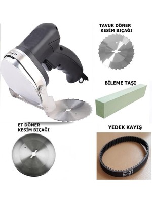 Döner Kesme Makinası Elektirikli+Yedek Tavuk Döner Kesme Bıçağı+Yedek Kayış+Bileme Taşı-Rdc