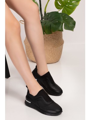 Nur Ortopedi Siyah Aynalı Streç Ortopedik Spor Ayakkabı