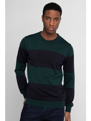 Tudors Slim Fit Dar Kesim Bisiklet Yaka Desenli Erkek Kazak - Tudors