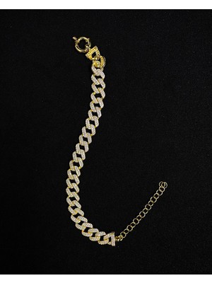 Pireksiya 925 Ayar Gümüş Taşlı Cuban Bracelet