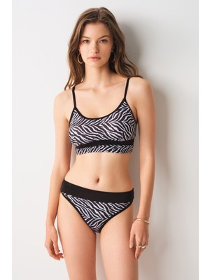 No Gossip Jojoba Parçalı Bustier Tek Üst Zebra 239112-D