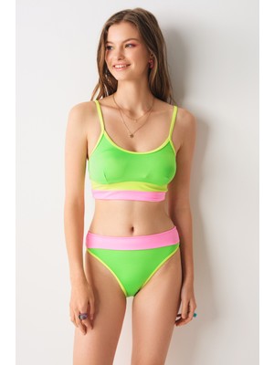 No Gossip Jojoba Parçalı Bustier Tek Üst Neon Yeşil 239112