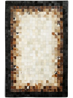 Dericibey Krem & Kahverengi Dana Derisi Patchwork Halı 80 x 150 cm