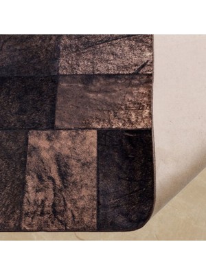 Dericibey Bronz Varaklı Dana Derisi Patchwork Halı 80 x 150 cm