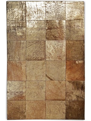 Dericibey Bronz Varaklı Doğal Dana Derisi Patchwork Halı 240 x 340 cm