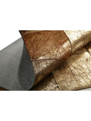 Dericibey Bronz Varaklı Doğal Dana Derisi Patchwork Halı 240 x 340 cm