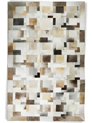 Dericibey Gri Dana Derisi Patchwork Halı 80 x 150 cm