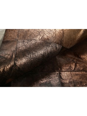 Dericibey Bronz Varaklı Patchwork Doğal Dana Derisi 80 x 150 cm