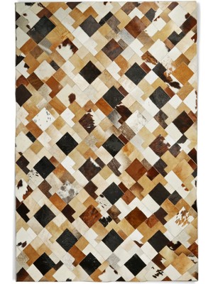 Dericibey Karışık Renk Geçişli Dana Derisi Patchwork Halı 120 x 180 cm