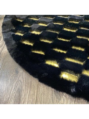 Dericibey Yuvarlak Siyah Gold Peluş Halı 200 x 200 cm