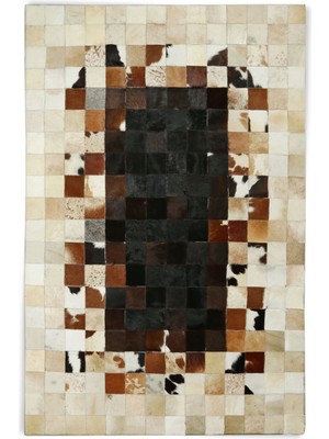 Dericibey Krem & Siyah Rengi Dana Derisi Patchwork Halı 120 x 180 cm