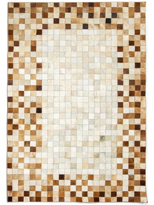 Dericibey Çok Renkli Doğal Dana Derisi Patchwork Halı 80 x 150 cm