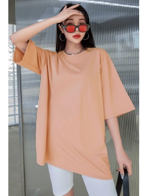 Millionaire Somon Basic Düz Baskısız Oversize Salas Boyfriend Kadın T-Shirt