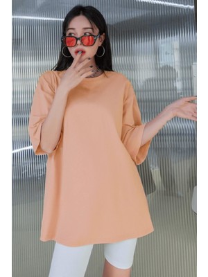 Millionaire Somon Basic Düz Baskısız Oversize Salas Boyfriend Kadın T-Shirt