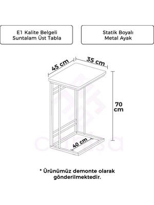 Wessa Serisi Beyaz C Sehpa Yan Sehpa Siyah Metal Ayaklı