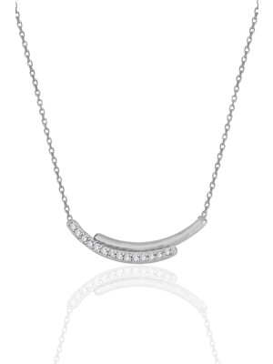 Söğütlü Silver Gümüş Rodyumlu Zirkon Taşlı Kolye
