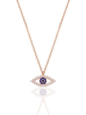 Söğütlü Silver Gümüş Rose Zirkon Taşlı Göz Kolye