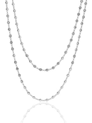 Söğütlü Silver Gümüş Rodyumlu Zirkon Taşlı 90 cm Kolye