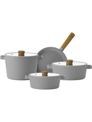 Neoflam Fika Gri Tencere Ve Tava Seti 7 Parça. D-NEOGS7