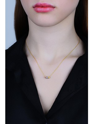 Söğütlü Silver Gümüş Altın Yaldızlı Sim Modeli Dorica Kolye