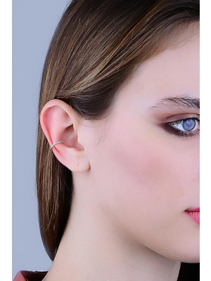 Söğütlü Silver Gümüş Rose Turkuaz Taşlı Sıkıştırmalı Kıkırdak Küpe Ear Cuff