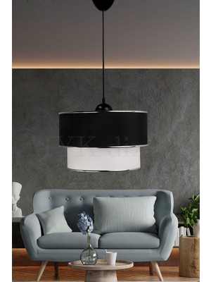 Eslight Sakız Modern Tekli Sarkıt Avize Siyah-Gümüş E913