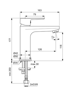 Cerafine O H120 Lavabo Bataryası 5l/dk Mat Siyah Sifon Kumandasız