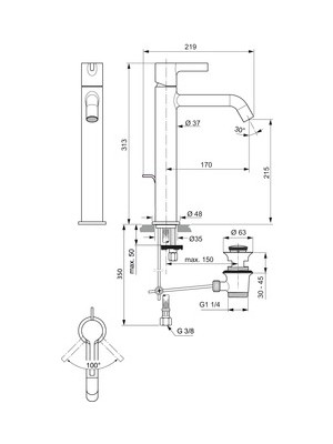 Joy Yüksek Lavabo Bataryası 5l/dk Fırçalanmış Altın Sifon Kumandalı