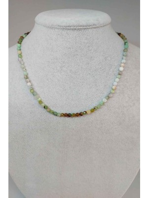 Yaşam Tohumu Krizopras Taşı Faset Kesim 4mm Kolye (Sabit Klipsli)