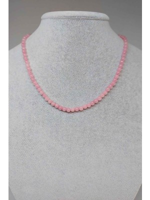 Yaşam Tohumu Pembe Kuvars Taşı 4mm Kolye (Sabit Klipsli)