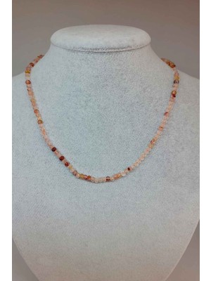 Yaşam Tohumu Güneş Taşı Açık Renk Rondela Faset Kesim 3.5*2.5mm Kolye (Sabit Klipsli)