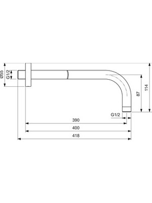 Idealrain Duvardan Duş Kolu-40 cm Fırçalanmış Altın