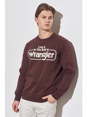 Wrangler Regular Fit Normal Kesim %100 Pamuk Bisiklet Yaka Bordo Sweatshirt