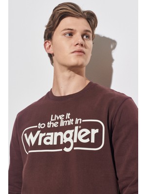 Wrangler Regular Fit Normal Kesim %100 Pamuk Bisiklet Yaka Bordo Sweatshirt