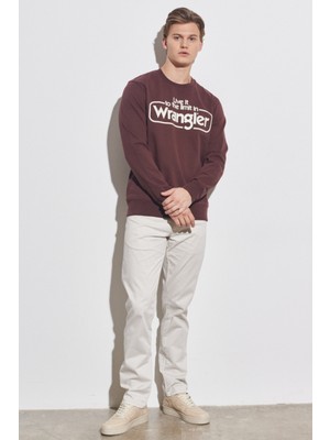 Wrangler Regular Fit Normal Kesim %100 Pamuk Bisiklet Yaka Bordo Sweatshirt