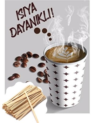 Karton Bardak 4 Oz Türk Kahvesi Espresso Bardağı 500 Adet - Ahşap Karıştırıcı 500 Adet