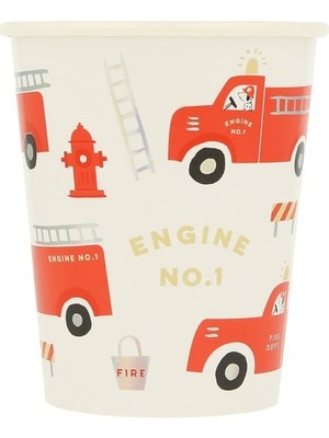 Meri Meri - Fire Truck Cups - Itfaiye Bardaklar - 8'li