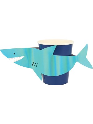 Meri Meri - Shark Cups - Köpekbalığı Bardaklar - 8'li