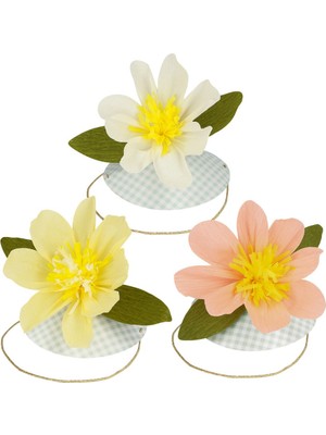 Meri Meri - Paper Flower Hats - Çiçekli Şapkalar - 6'lı