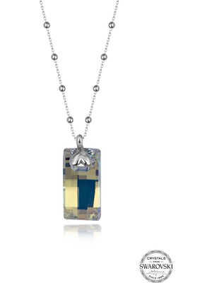 Swarovski Crystal Taşlı Kadın Baget Gümüş Kolye